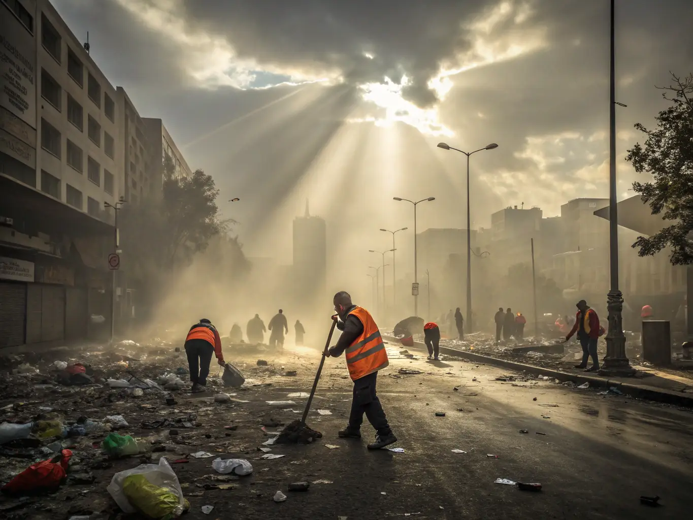 A photograph capturing volunteers participating in a clean-up day at the historic Notre Dame de Lavera site, showcasing community involvement and hands-on preservation efforts.
